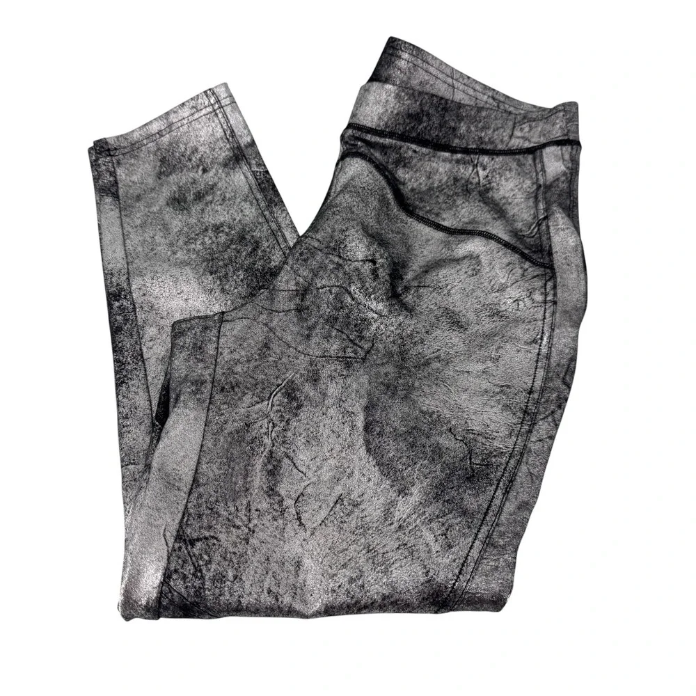 Free People Silver Metallic Crackle High Waisted Leggings Womens‎ Size Medium